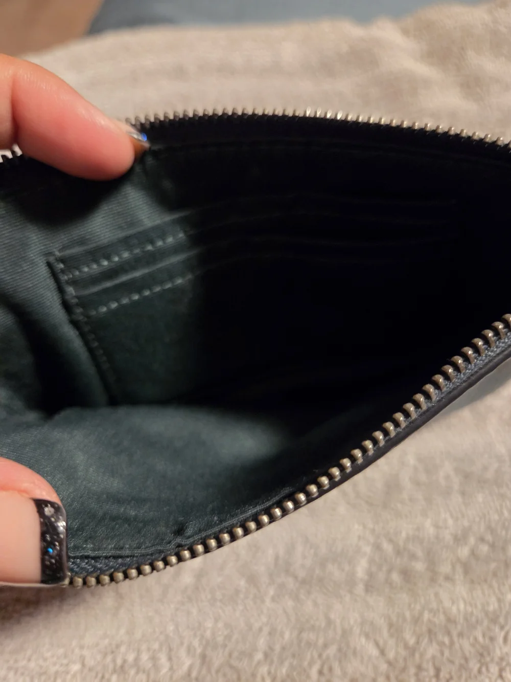 Coach Pebbled Leather Wristlet in Forest Green with Removable Strap